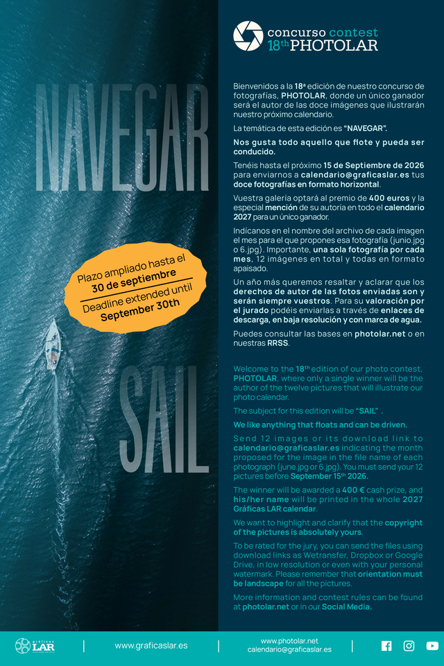 (Click en la imagen para descargar | Click in the image to download) Flyer Photolar18th